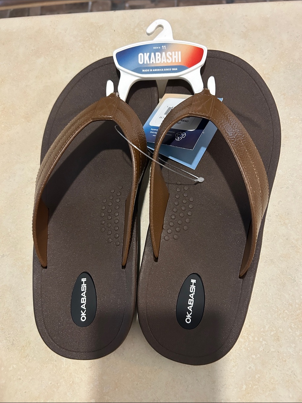 Okabashi Men's Brown Flip-Flop Sandals